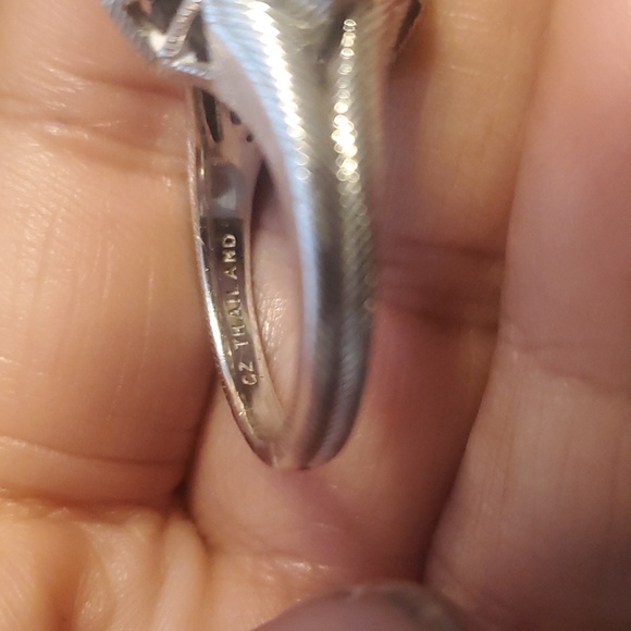 Vintage Judith Ripka Sterling Silver 4 point halo CZ engagement ring 8-8.5 - Picture 9 of 11